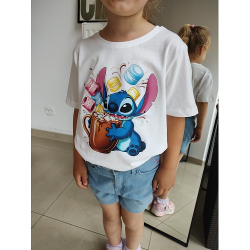 ECO Baumwoll-Kinder-T-Shirt "Stitch" - weiß