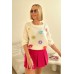 Sweater with flowers - ecru