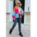 Kurzer Oversized-Cardigan - Himmelblau/Orange