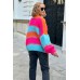 Kurzer Oversized-Cardigan - Himmelblau/Orange