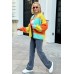 Kurzer Oversized-Cardigan - Seladongrün/Zitrone