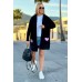 Lange Strickjacke mit Kapuze Marbella - schwarz