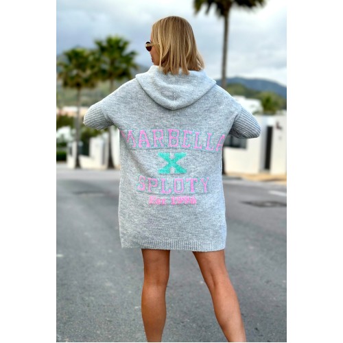 Marbella Long Hooded Cardigan - Gray