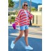Short, light oversized cardigan in stripes - fuchsia/lemon/baby pink Short, light oversized cardigan in stripes - fuchsia/lemon/baby pink