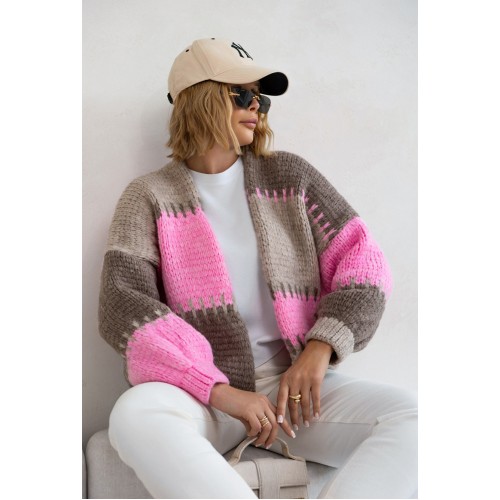 Krótki kardigan oversize - beżowy/kakao Krótki kardigan oversize - beżowy/kakao