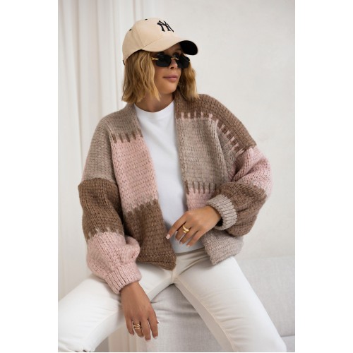 Short oversized cardigan - Beige/Latte