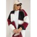 Short oversized cardigan - Black/Burgundy