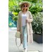 Langer Cardigan mit Taschen – Beige