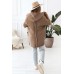 Lange Strickjacke mit Kapuze - latte