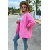 Cardigan with a cable knit - pink