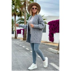 Cardigan with a cable knit - gray