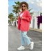 Cardigan with a cable knit - coral