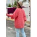 Cardigan with a cable knit - coral