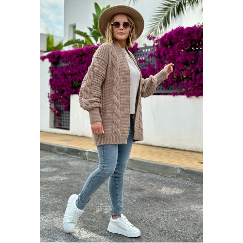 Geflochtene Strickjacke - latte