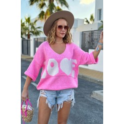 Sweater with the inscription LOVE - baby pink