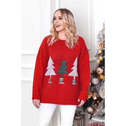 Sweter świąteczny z choinką - czerwony Sweter świąteczny z choinką - czerwony