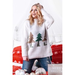 Sweter świąteczny z choinką - ecru Sweter świąteczny z choinką - ecru