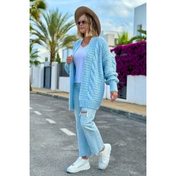 Cable Knit Cardigan - Blue