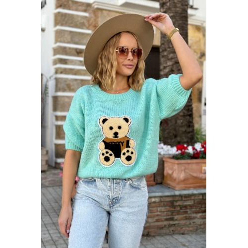 Sweater with Teddy bear - light green
