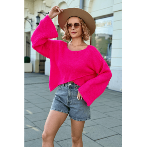 Asymmetric sweater - fuchsia