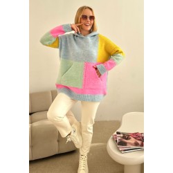 Oversized Hooded Sweater - Blue