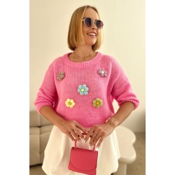 Sweater with flowers - baby pink