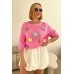 Sweater with flowers - baby pink