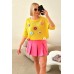 Sweater with flowers - lemon
