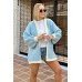 Oversized cable knit cardigan - light blue/vanilla