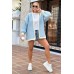 Oversized cable knit cardigan - light blue/vanilla