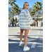 Oversized striped cardigan - gray/ecru