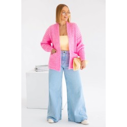 Oversized cardigan with pockets - baby pink