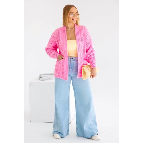 Oversized cardigan with pockets - baby pink
