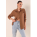 Oversize-Hemd mit einer Tasche – braun