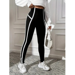 Striped training leggings - black