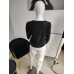 Double thread embroidered blouse with sequined lips - black