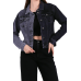 Zweifarbige kurze Jeansjacke - grau und schwarz