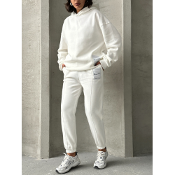 Tracksuit with decorative patch and hood - cream