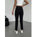 Elastic waistband trousers with pleats - black