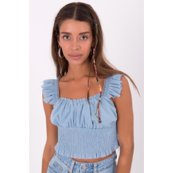 Gebundenes Top mit scharfem Finish - blau
