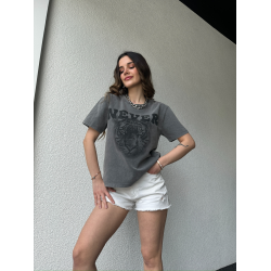 Never T-Shirt mit Tiger – grau
