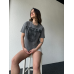 Never T-Shirt mit Tiger – grau