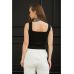 Strickbluse mit eckigem Ausschnitt - schwarz