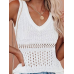 Ärmellose Strickbluse mit V-Ausschnitt – weiß