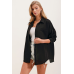Oversize-Hemd mit einer Tasche – schwarz