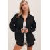Oversize-Hemd mit einer Tasche – schwarz