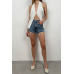 Jeans shorts with abrasions - blue