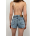 Jeans shorts with abrasions - blue