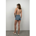 Jeans shorts with abrasions - blue