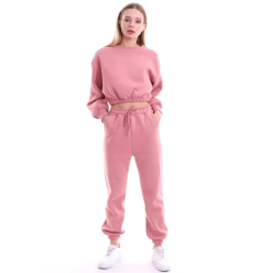 Tracksuit with a cropped sweatshirt - powder